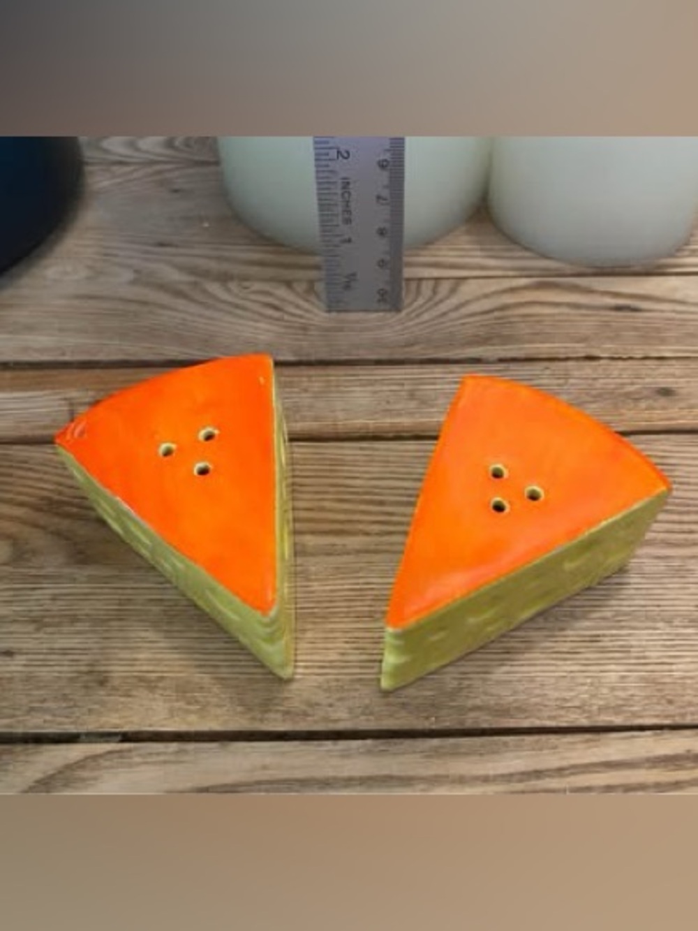Vintage Ceramic Cheese Wedge Salt & Pepper Shakers Swiss Cheese Japan Retro